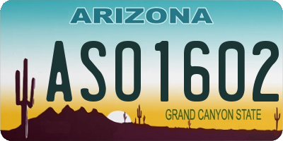 AZ license plate ASO1602