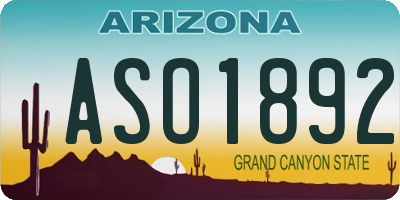 AZ license plate ASO1892
