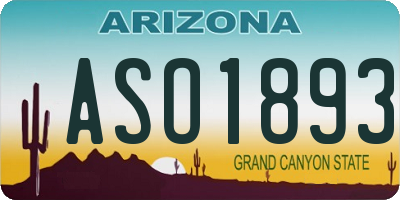 AZ license plate ASO1893