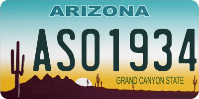 AZ license plate ASO1934