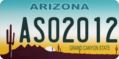 AZ license plate ASO2012