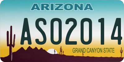 AZ license plate ASO2014