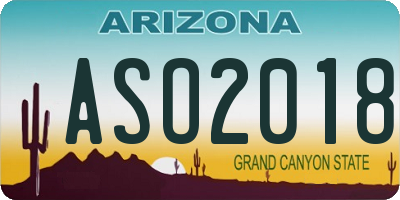 AZ license plate ASO2018