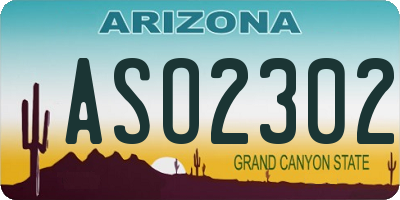 AZ license plate ASO2302