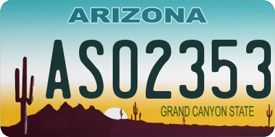 AZ license plate ASO2353