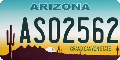 AZ license plate ASO2562