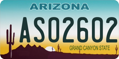 AZ license plate ASO2602