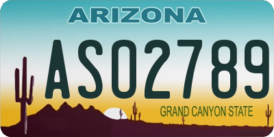 AZ license plate ASO2789