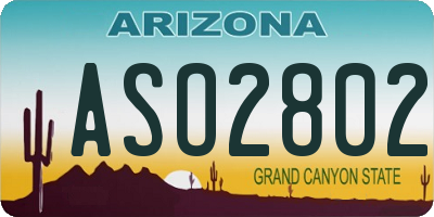 AZ license plate ASO2802