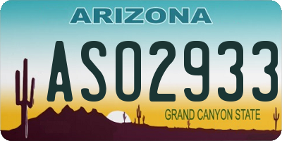 AZ license plate ASO2933