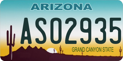 AZ license plate ASO2935