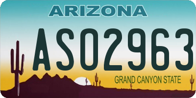 AZ license plate ASO2963