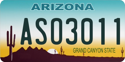 AZ license plate ASO3011