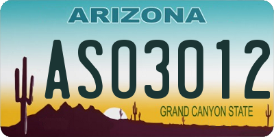 AZ license plate ASO3012