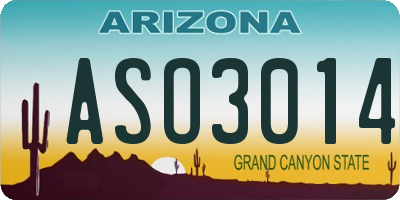 AZ license plate ASO3014