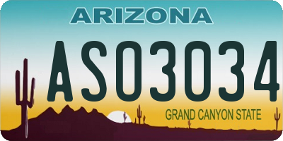 AZ license plate ASO3034