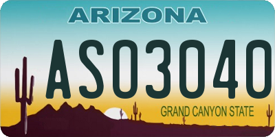AZ license plate ASO3040