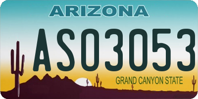 AZ license plate ASO3053