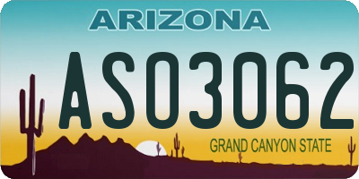 AZ license plate ASO3062