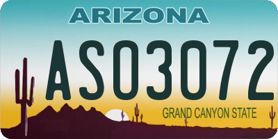 AZ license plate ASO3072