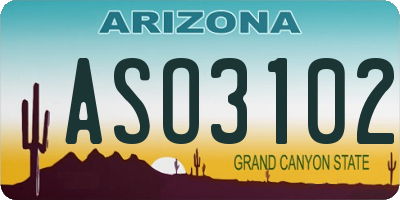 AZ license plate ASO3102