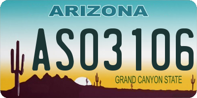 AZ license plate ASO3106