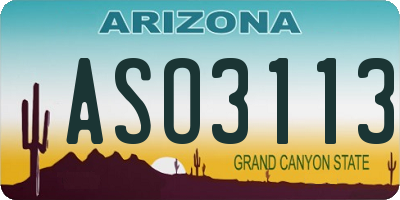 AZ license plate ASO3113