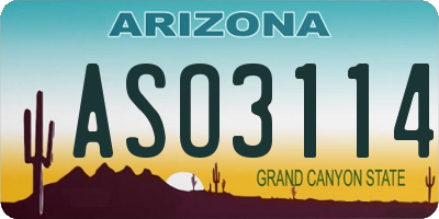 AZ license plate ASO3114