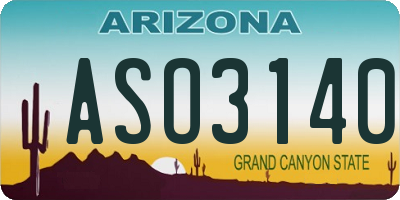 AZ license plate ASO3140