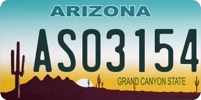 AZ license plate ASO3154