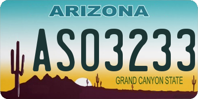 AZ license plate ASO3233