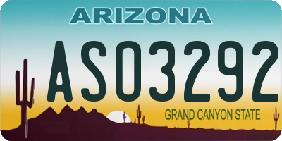 AZ license plate ASO3292