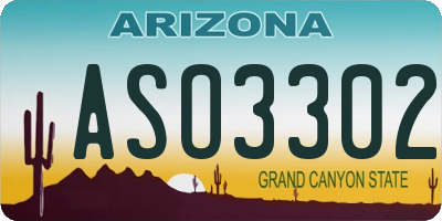 AZ license plate ASO3302