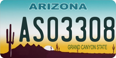 AZ license plate ASO3308