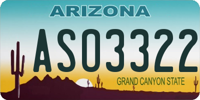 AZ license plate ASO3322