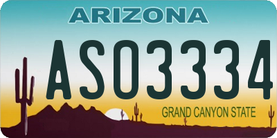AZ license plate ASO3334