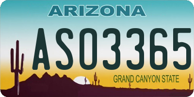 AZ license plate ASO3365
