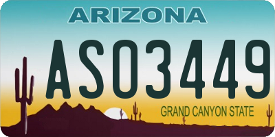 AZ license plate ASO3449