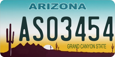 AZ license plate ASO3454