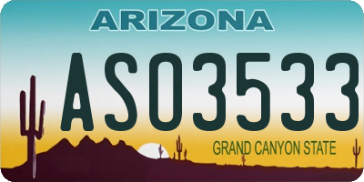 AZ license plate ASO3533