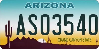 AZ license plate ASO3540