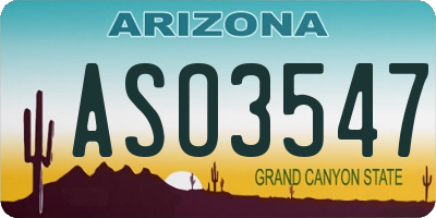 AZ license plate ASO3547