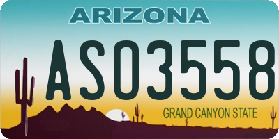 AZ license plate ASO3558