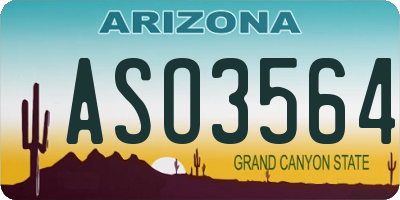 AZ license plate ASO3564