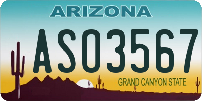 AZ license plate ASO3567