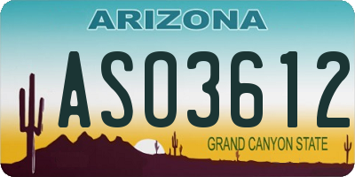 AZ license plate ASO3612