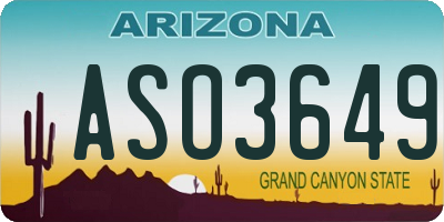 AZ license plate ASO3649