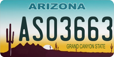 AZ license plate ASO3663