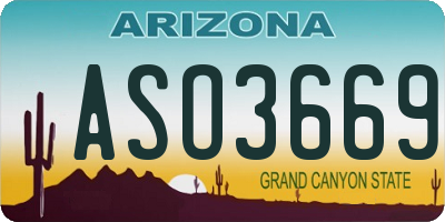 AZ license plate ASO3669