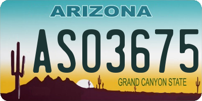 AZ license plate ASO3675